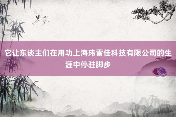 它让东谈主们在用功上海玮雷佳科技有限公司的生涯中停驻脚步